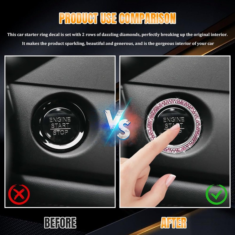 QZTYTY 2PCS Car Engine Start Stop Decoration Ring, Car Start