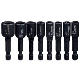 Tap Socket Wrench Set, Bestgle 8pcs 1/4 Inch Hex Shank Alloy Steel Machine Thread Taps, M4-M16 Square Driver Thread Screw Tapping Chuck for Machine Tap Power Drill