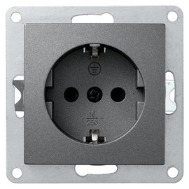 McPower FLAIR earthing contact socket, 250 V/16 A, flush-mounted socket connection, single socket with plug-in protection, anthracite matt