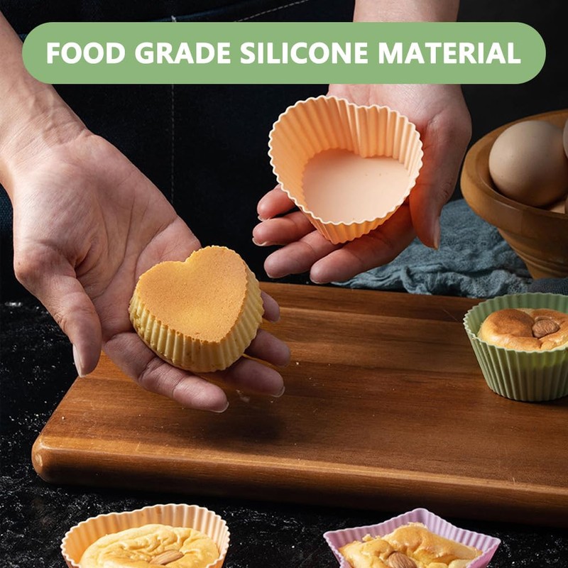 YASYU 5Pcs Silicone Baking Cups Muffin Liners, Reusable Baking Cups
