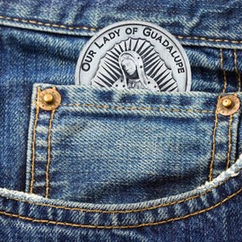 Needzo Our Lady of Guadalupe and Saint Jude Silver Toned Double-Sided Pocket Token for Mom Dad Son, Inspirational Christian Gifts for Women, Devotional Prayer Keepsake, 1 1/4 Inch