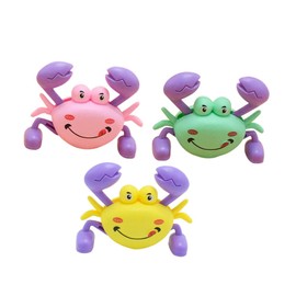 FELTECHELECTR 3Pcs Interactive Crab Wind Up for Cartoon Crab Shaped Clockwork Playthings Engaging Childrens for Coordination Development and Imagination Random Color
