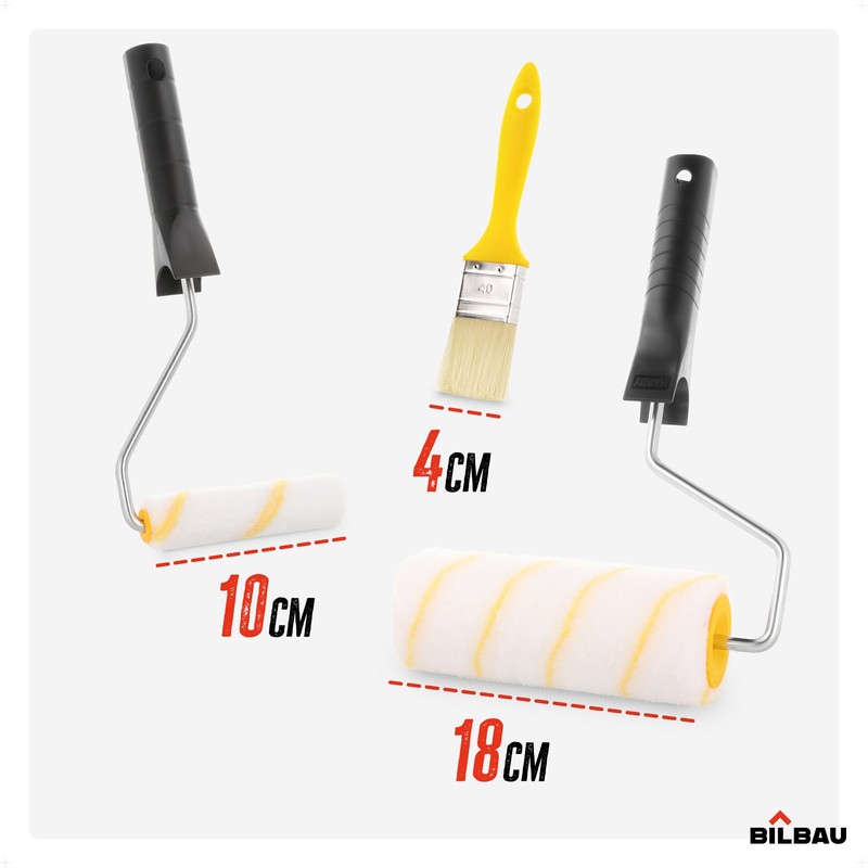 BILBAU Paint Roller Set with Paint Tray and Brush for