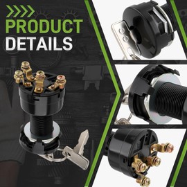 Carbbia Ignition Key Switch 12 Volts Starter Switch for Club Car DS 1996-up Gas Golf Cart, Turf Carryall I and II, XRT and Precedent, Replace 101826301, 1012505, On/Off Style