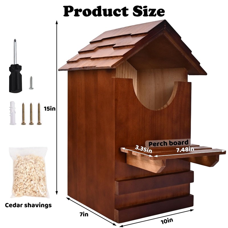 Large Owl House, 15'' x 10'' x 7'' Wooden Screech