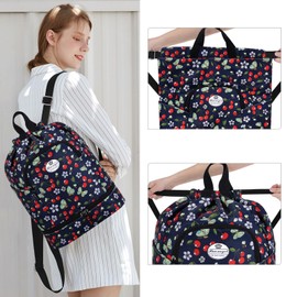 HUA ANGEL Lightweight Backpack with Drawstring Sports Backpack Women's with Shoe Compartment and Wet Compartment Waterproof Bag with Drawstring for Travel Swimming Training Beach Yoga Basketball