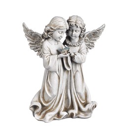 Joseph's Studio by Roman - Collection, 12.25" H Angels W/Bird Garden, Made from Resin, High Level of Craftsmanship and Attention to Detail, Durable and Long Lasting