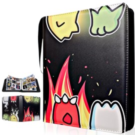 SOLCHRYHOM Card Binder 9 Pocket, 900 Pockets Zip Trading Card Binders, Double Sided Pocket PU Collection Toploader Binder, Card Organizer Album, Card Folder for MTG, TCG, Sports Cards (Black)