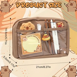 Fouvin Capybara Stationery Set, Capybara Pencil Case with Pens, Clips, Memo, Capybara Plush Dolls and Stickers, for Office, School, Kids, Students, Stationery Supplies
