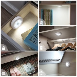 NEW VERSION AMIR Motion Sensor Lights, Battery-Powered LED Night Lights, Stick-Anywhere Closet Lights Stair Lights, Wall Lights for Hallway, Bathroom, Bedroom, Kitchen etc. (White - Pack of 3)