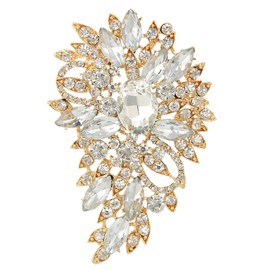 EVER FAITH Women's Marquise Austrian Crystal Wedding Flower Leaf Bouquet Brooch, Crystal, N/A