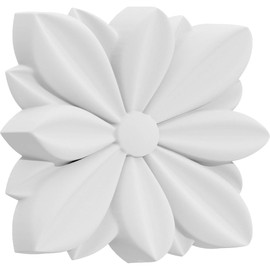 Ekena Millwork ROSC040X030HLBUF 4" W x 3" H x 3/8" P Small Hillsboro Flower Rosette, White