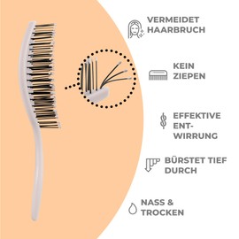 Ninabella Mini Hair Brush without Pulling, Brush for Travel, Detangling Brush for Dry and Wet Hair, Detangler Brush, Extensions Brush, Hair Brush, Cream