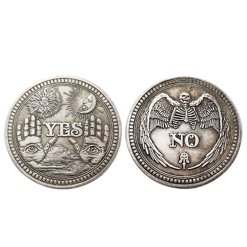 Yes No Challenge Coin Decision Maker Divination Coin(Silver)