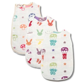 KaWaii Baby Wearable Blanket Sleep Sack, 2-layer 100% Muslin Jacquard Cotton Warm and Comfy Baby Sleeping Bag Boys & Girls 6-12 Months, Pack of 3