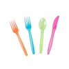 Juvale Rainbow Plastic Silverware Set - Disposable Neon Party Utensils