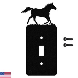 Running Horse Toggle Light Switch Wall Plate (Single Toggle, Black) - MADE IN USA