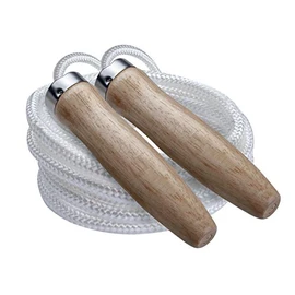 Champion Sports Wood Handle Jump Ropes – Durable Nylon or Leather Bearings - Skipping Rope, Fitness, Cardio Training, Agility, and Exercise Workouts