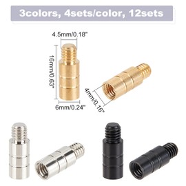 CHGCRAFT Pack of 12 3 Colours 2 g Dart Weights Brass Add Accentuator for Darts with 2BA Thread Dart Accessories for Dart Counterweight, 16 x 6 mm, Inner Diameter 4 mm