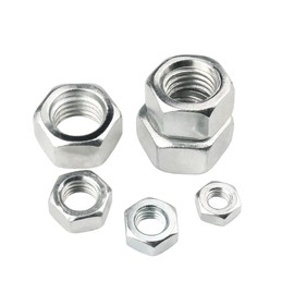 M10(10mm) Iron White Zinc Hex Nut for Bolts & Screws Full Nuts with Coarse Thread DIN 934(Pack of 20)
