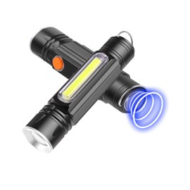 LED USB Rechargable Mini Torches 2 Packs with Zoomable & COB Light, 4 Modes Pocket Small Torches with Tail Magnecit for Outdoor/Running/Hiking/Fishing/Work