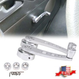 autoqueen2019 USA 2Pcs Billet Silver Aluminum Manual Car Window Door Winder Glass Handle Crank