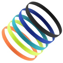 Jinlaili Children's Sports Headband, 5 x Elastic Fitness Headbands, Thin Sports Hairband for Boys, Girls, Women, Football, Jogging, Yoga, Cycling, Skateboarding