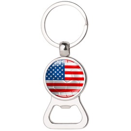 USA American Flag KeyChain, America Flag Beer Bottle Opener Keychain for Dad Papa Husband Birthday Gifts(America)