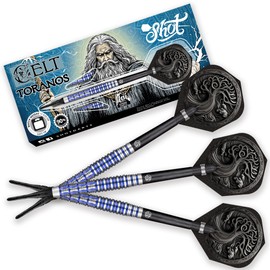 Shot! Darts Soft Tip, Celt Toranos Tungsten Barrels Balanced for Maximum Aerodynamics Handcrafted Professional Dart Set and Flights Made in New Zealand, Plastic Tip Bar Darts