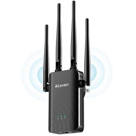 WiFi Extender with Ethernet Port, Powerful WiFi Repeater for Home, Internet Booster for WiFi and Smart Home Device, Compatible with All Routers, Smart 1-Tap Setup, Black