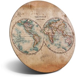 Destination Vinyl ltd Magnet for Refrigerator, Fridge - World Hemispheres Vintage Style Map for Office, Cabinet and Whiteboard, Magnetic Stickers, 14392