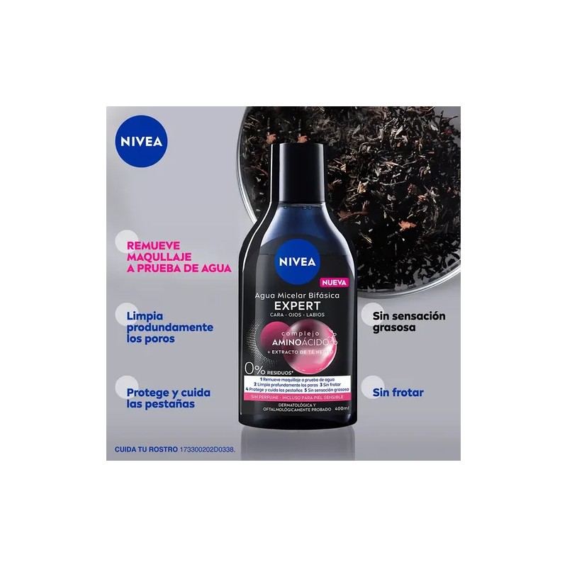 Agua Micelar Bifásica NIVEA Micellair Black Expert 400 Ml