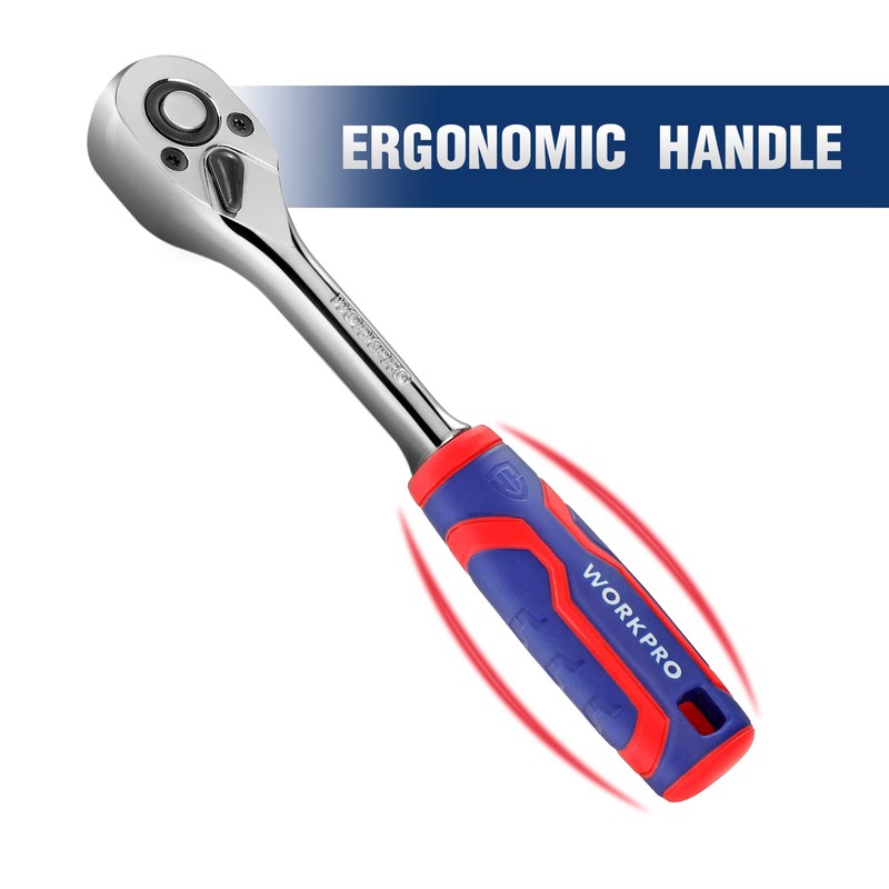 WORKPRO 3-Piece Ratchet Set, 1/4", 3/8", 1/2" Quick-Release Reversible 72-Tooth