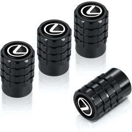 Air Valve Cap, Lexus, High-Grade Alloy, for Cars and Motorcycles, Tire Valves, Set of 4, Lexus, Black