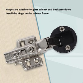 35 Cup Stainless Steel Glass Door Damping Buffer Hinge, Silent Close Cabinet Door, Easy Install, Small & Exquisite, Suitable for Glass Cabinets and Bookcase Doors (Large Bend