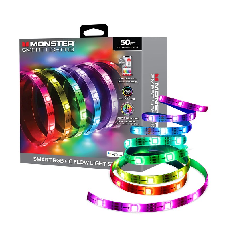 Monster Smart RGB+IC LED Strip Lights 50ft – Sound Reactive