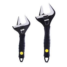Sharp-tec Adjustable Spanner Set, Wide Jaw Opening Adjustable Wrench, Heavy-Duty Plumbing Tools for Plumbers, 6 inch/165mm and 10 inch/265mm