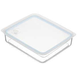 Pearl Metal HB-2629 Easy Clean Shallow Type Airtight Storage Container, L, Blue, Made in Japan