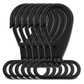 BIKICOCO - Broche de perno giratorio, clips de gancho de gatillo, cierre de mosquetón, con ojal giratorio de 3,8 cm, negro, 6 piezas