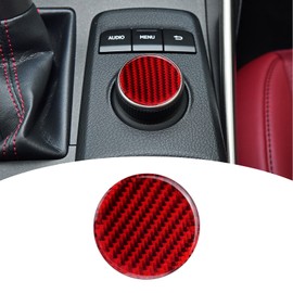 Bilisin Center Console Large Screen Knob Decoration 1.29 * 1.29" Inch Carbon Fiber Panel Trim Cover Interior Accessories for Lexus,Fit for is 2013 2014 2015 2016 2017 2018 2019 Red