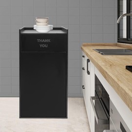 CNCEST Restaurant Trash Can Cabinet with Tray Holder-Commercial Trash Can  Garbage Can Cabinet for Restaurants, Cafeterias - Color: Silver