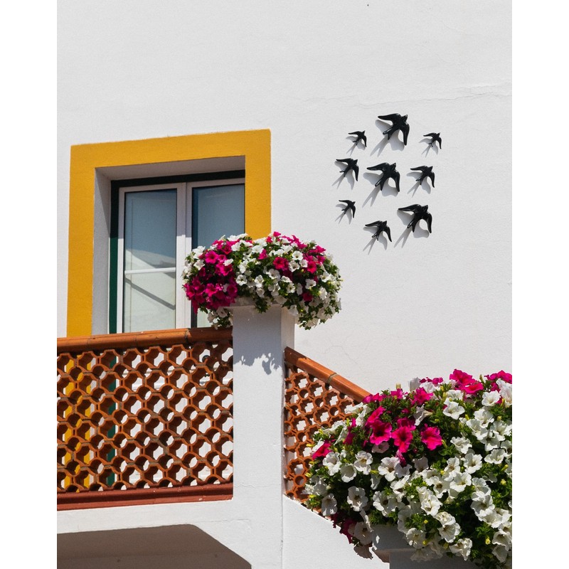 Set of 3 Ceramic Birds Swallows for Wall and Home