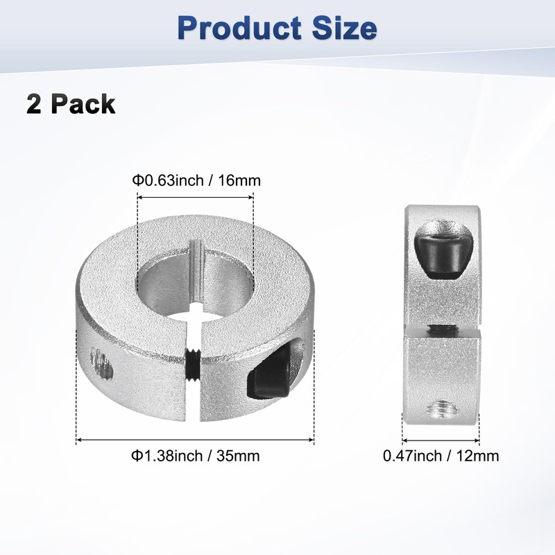 M METERXITY 2-Pack Single Split Shaft Collar 16mm Bore Aluminum