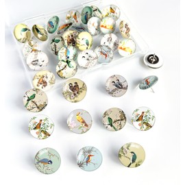 24Pcs Bird Decorative Pins and Tacks, Thumb Tacks for Bulletin Board,Cork Board Thumbtacks,Pin Board for Cork Board,Office Decor,or Home Décor