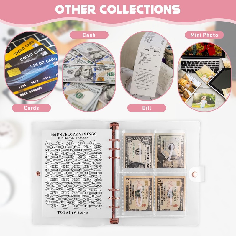 JIANTA 100 Envelope Saving Challenge Planner Binder A5 Budget Planner,