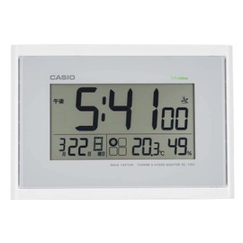 CASIO(カシオ) 置き時計 電波 ホワイト デジタル 生活環境 温度 湿度 カレンダー 表示 置き掛け兼用 IDL-100J-7JF