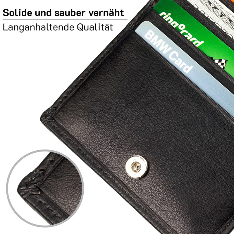 Hans Kniebes Men's Leather Wallet, Flat Wallet in Landscape Format