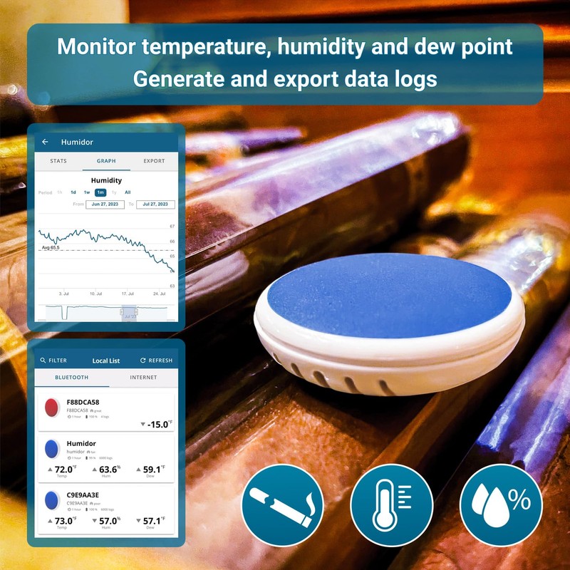 Tempo Disc Bluetooth Compatible Thermometer, Hygrometer & Dew Point Sensor