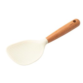 Cream Coloured Standing Silicone Rice Spoon Paddle, Household Rice Shovel Heat Resistant Anti-scalding Rice Scooper, Non-Stick Rice,Hanging Rice Spoon,Rice and Potato Servers, Serving Spoons