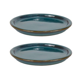 W&W Ceramic Plant Saucer - Plant Trays for Indoor Pots (Teal, 10 inches, 2 Packs)